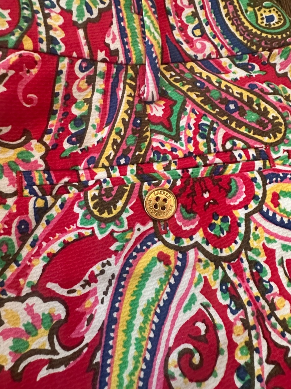 Ralph Lauren Red Paisley Print Women’s Shorts 2 - Picture 9 of 12